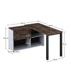 KONDELA Klaudius Typ 8 rohový pc stôl sivá / betón tmavý