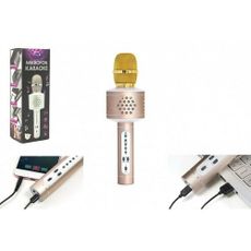 Teddies Mikrofón karaoke Bluetooth, zlatá, na batérie, s USB káblom