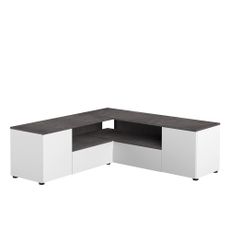 Sivo-biely TV stolík v dekore betónu 130x46 cm Angle – TemaHome