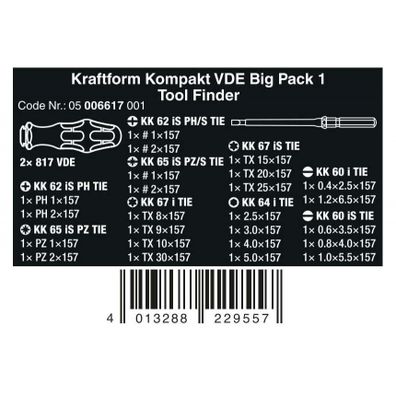 Wera 006617 Rukoväte Kraftform Kompakt VDE Big Pack 1 s vymeniteľnými čepeľami (sada 26 dielov)