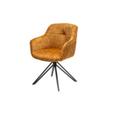 Estila Moderná horčicovožltá otočná stolička Marmol s čiernymi nohami 82cm