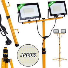 2x100W LED svetlomet s teleskopickým stojanom a káblom - neutrálna biela farba 4500K (1)