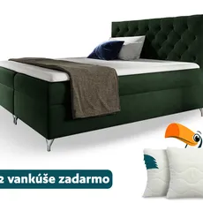 Wilsondo Čalúnená boxspring manželská posteľ Guliette s matracom - zelená Rozmer: 180x200