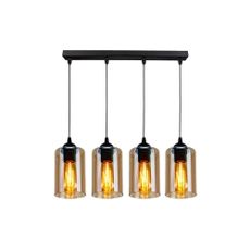 Čierne závesné svietidlo so skleneným tienidlom 10x65 cm Bistro - Candellux Lighting