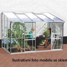 Skleník k stene VITAVIA IDA 6500 polykarbonát strieborný Dekorhome Polykarbonát 6 mm