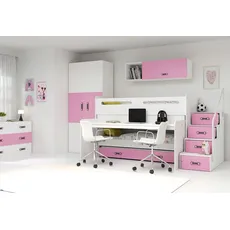 Interbeds Trojlôžková poschodová posteľ Max1 200x80cm bielo ružová