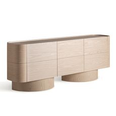 Estila Luxusný moderný trojdverový príborník Reyesse v naturálnej svetlej hnedej farbe dubového dreva so zaoblenými rohmi 220 cm