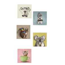 Wallity Súprava obrazov ANIMALS 15 x 15 cm 5 kusov