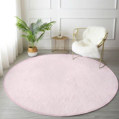 Svetloružový prateľný okrúhly koberec vhodný pre robotické vysávače ø 120 cm Comfort – Mila Home