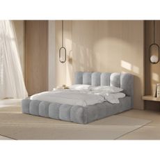 Svetlosivá čalúnená dvojlôžková posteľ s úložným priestorom a roštom 180x200 cm Lupine – Micadoni Home