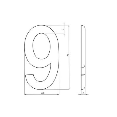 Číslica "9" 75mm bronz Bronz