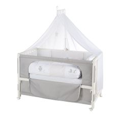 Bielo-sivá postieľka na kolieskach 60x120 cm Fox & Bunny – Roba