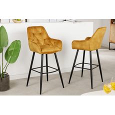 Estila Industriálna Chesterfield barová stolička Mast horčicovo žltá 107cm
