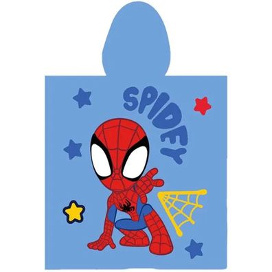 Detské plážové pončo - bavlnená osuška s kapucňou Spidey - 100% bavlna - 55 x 110 cm - pre deti od 3 do 6 rokov