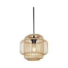 Searchlight 61089CW - Luster na lanku MADELINE 1xE27/7W/230V pr. 29 cm bambus