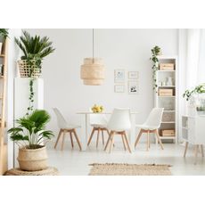 ModernHome Sada 4 jedálenských stoličiek s vankúšom, biela - ModernHome