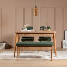 Kalune Design Jídelní set Vina 4D borovice atlantská/tmavě zelený