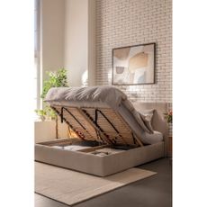 Čalúnená dvojlôžková posteľ taupe s úložným priestorom s roštom 180x200 cm Thessa Pillow – Bonami Selection
