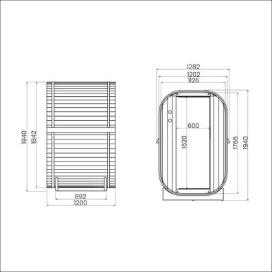 Vonkajšia sauna CUBE S - 194 x 120 cm pre 2 osoby