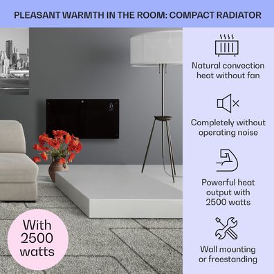 Klarstein Bansin Crystal Smart, konvektor, 2500 W, 5 - 50 °C, ovládanie cez aplikáciu