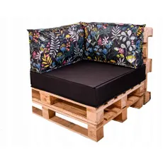 Golden Garden Paletové sedenie Golden Garden GG20/1 podsedák a vankúš 80cm x 80cm x 15cm Čierna s kvietkami