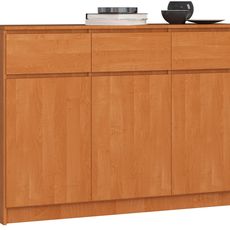 Ak furniture Komoda Karolína 140 cm 3 skříňky a 3 šuplíky olše