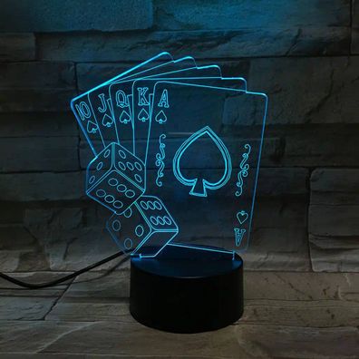 3Dmix 3DL-DRGB019 – 3D LED nočná lampa - Poker (Karty a kocky) (Dual RGB)