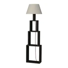 Antracitová voľne stojacia lampa so svetlosivým tienidlom Homitis Tower