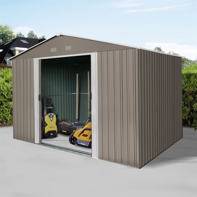 Riwall PRO RMSA 8x10 Brown záhradný domček kovový 3 x 2,4 m so sedlovou strechou hnedý