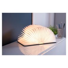 Čierna LED stolová lampa s textilným tienidlom (výška 2,5 cm) Booklight – Gingko