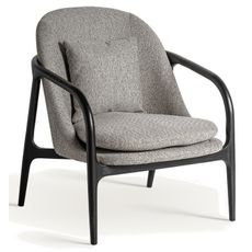 Estila Luxusné moderné čalúnené sivé kreslo Hubert s textúrovaným poťahom a masívnou čiernou konštrukciou 84 cm