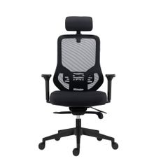 Kancelárska ergonomická stolička ATOMIC — sieť / látka, čierna, nosnosť 130 kg