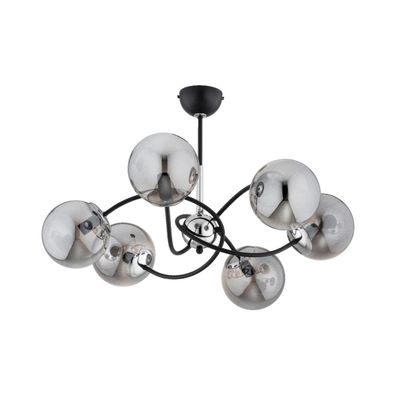 Luster na tyči AURORA 6xE14/10W/230V čierna/chróm