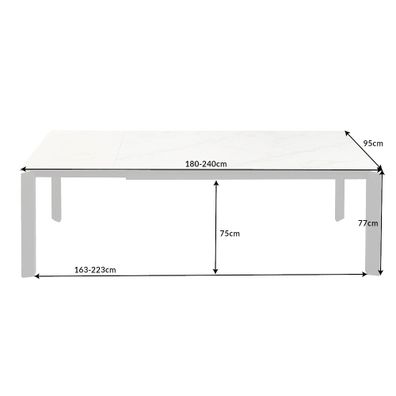 Rozťahovací jedálenský stôl X7 180-240cm biely mramor