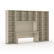 Zostavy knižníc INTEGRO so stolom, vyšší/šírší, 3550 x 700/400 x 2300 mm, dub prírodný