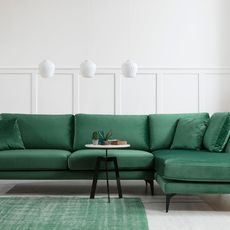Elegantná rohová pohovka Velour 283 x 180 cm, pravá, zelená