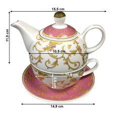 KONDELA Nora Afternoon Tea čajová súprava biela / ružová / zlatá