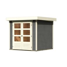 Drevený domček KARIBU Askola 2 (82901) tm. šedý