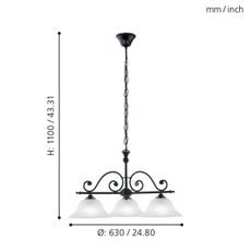 Eglo 91005 - Luster na reťazi 3xE27/60W/230V
