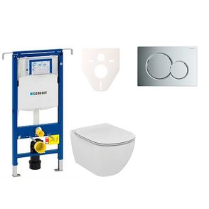 Cenovo zvýhodnený závesný WC set Geberit do ľahkých stien / predstenová montáž + WC Ideal Standard Tesi 111.355.00.5NF2