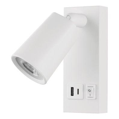 LED Nástenné bodové svietidlo s USB CHARGE LED/5W/230V biela