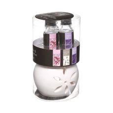 DekorStyle Aroma lampa biela + 3 kvetinové oleje Atmosphera