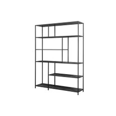 Estila Industriálny regál Industria Marble s policami s mramorovým dizajnom v antracitovej čiernej farbe 185 cm