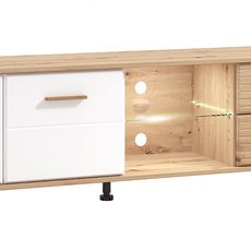 Tv stolík s kompletným osvetlením jax - dub artisan/biela