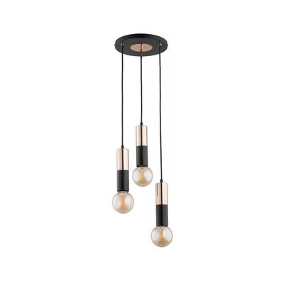 Luster na lanku BOLID 3xE27/60W/230V zlatá/čierna