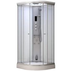 M-SPA - Biely hydromasážny sprchovací box a parná sauna 90 x 90 x 217 cm