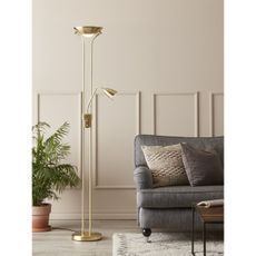 Markslöjd - Stmievateľná stojacia lampa DETROIT 1xR7s/300W + 1xGU10/35W/230V mosadz