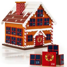 Drevený adventný kalendár Zimná chalúpka