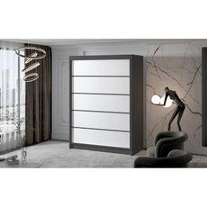 Veľká šatníková skriňa MILAN IV 150 cm Čierna/Biela