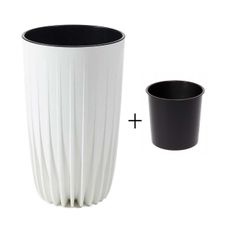 PLASTOVÝ KVETINÁČ STRIPPED ECO 51X30 CM BIELA